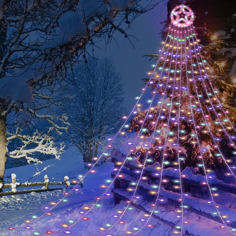 SWANEW Guirlande lumineuse LED Arbre de Noël Décoration de Noël Extérieur 8  modes Xmas PartyLight RGB