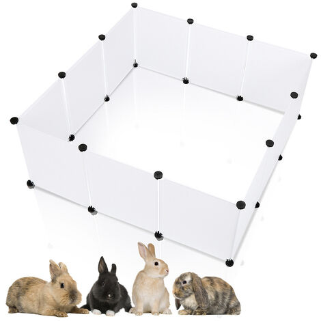 SWANEW Enclos Cage 12Pcs 35x45cm Parc pour petits animaux Clôture modulaire DIY Clôture assemblage facile Blanc