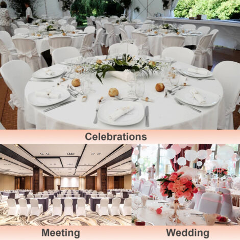 WedDecor Premium Qualité Rond Nappe Décoration Mariage Tissu Durable Table Housse Banquets Anniversaire Fêtes, Noir, 108, 1 Pièce - Blanc, 54 X 54 Inch