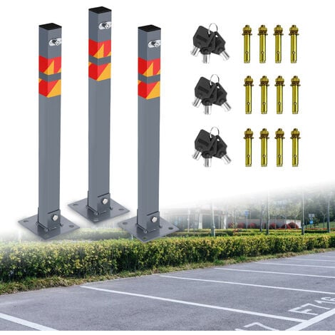 2x Poteau Parking Barrière Verrouillable Rabattable Borne