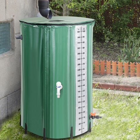 Réservoir d'eau de pluie 380 litres en PVC avec sortie pour tuyau d'arrosage,  tank à eau de pluie 100x70cm