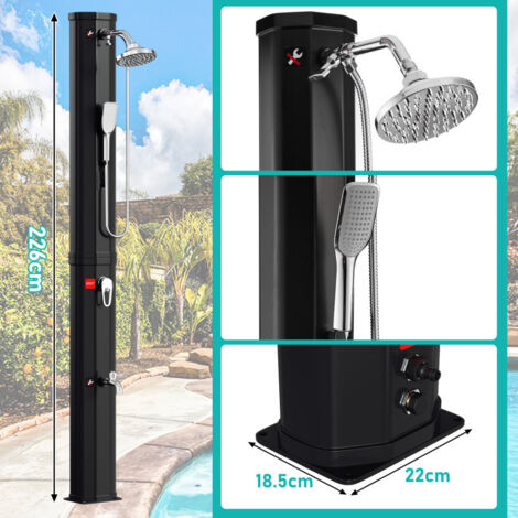 Outsunny Douche Solaire Extérieure 20L – Eau Chaude Jusqu'à 60°C, Mitigeur Réglable, Idéale Pour Jardin, Camping, Piscine – Noir Élégant