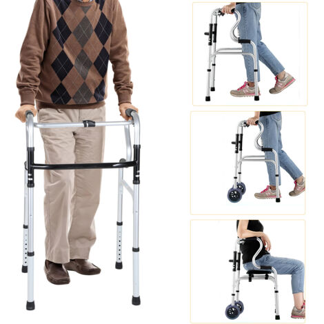 VEVOR Deambulateur Pliable, Capacite De Charge 158 Kg, Cadre De Marche Aide A Mobilite En Aluminium Leger Hauteur Reglable 8 Niveaux 820 1000 Mm Poignees Durables Pour Personnes Agees Handicapees 85021656