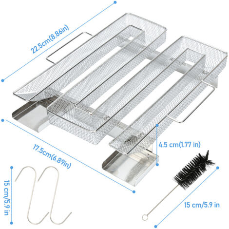 Générateur De Fumée Froide Inoxydable - Kit Complet Avec Crochets Et Brosses Pour Barbecue