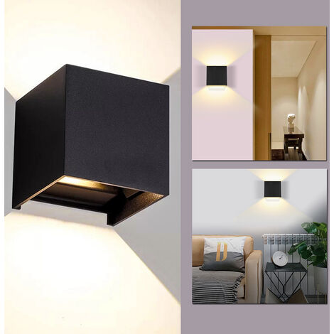 SWANEW Applique murale à LED 12W Applique murale à LED avec angle de faisceau réglable IP65 Noir Blanc chaud