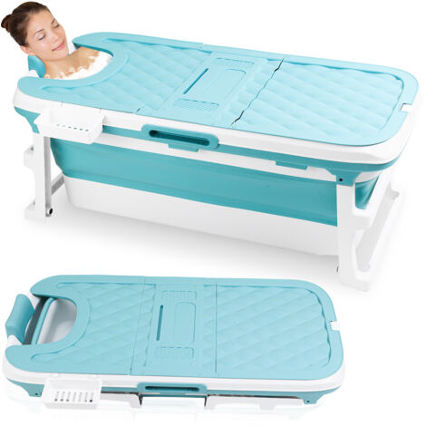 Couvercle De Baignoire Plateau 180x75 Cm - PVC Isolant Pliable - Rangement Salle De Bain - Pour Spa, Détente