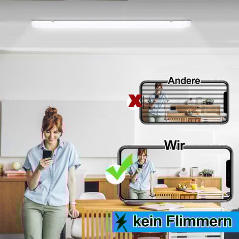 18W Réglette LED extra plate Line Luminaire LED étanche tubes LED interconnectable traversante Blanc Neutre IP65 Plafonnier LED 60cm