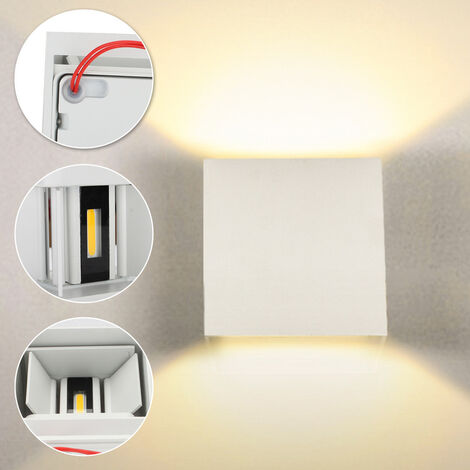 SWANEW Applique LED Keller Applique murale Angle réglable Escaliers Extérieur IP65 Lampe de salle de bain 12W Blanc Blanc chaud
