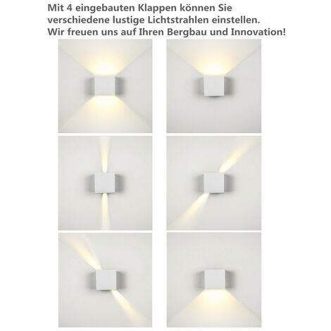 SWANEW Applique LED Keller Applique murale Angle réglable Escaliers Extérieur IP65 Lampe de salle de bain 12W Blanc Blanc chaud