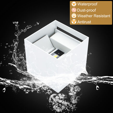 SWANEW Applique LED Keller Applique murale Angle réglable Escaliers Extérieur IP65 Lampe de salle de bain 12W Blanc Blanc chaud