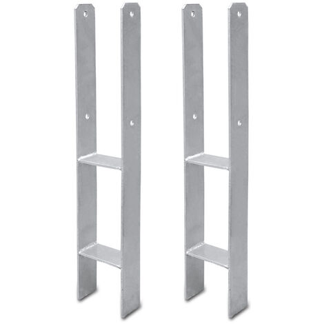 SWANEW H-ancre Ancrages Ancrage en H ancre de sol Durable Garages Douille de sol hauteur 600mm Pied de poteau Support  81mm 2 pièces
