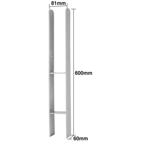 SWANEW H-ancre Ancrages Ancrage en H ancre de sol Durable Garages Douille de sol hauteur 600mm Pied de poteau Support  81mm 2 pièces