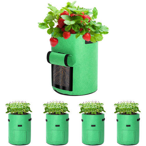 3 Sacs De Plantation 70L - Pots Géotextiles Avec Fenêtre Et Étiquettes - Pour Légumes, Fleurs, Fraises - Praknu