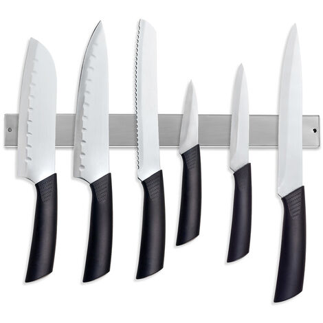 Barre Magnétique Murale Pour Couteaux 50 Cm – Support Autocollant Ou à Visser, Aimant Puissant, Acier Inoxydable Noir