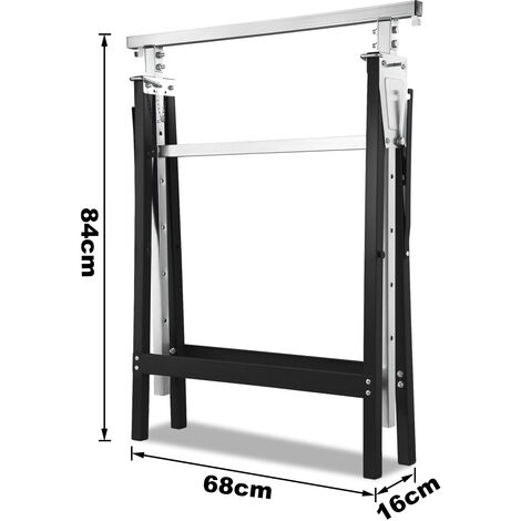 SWANEW 4x Tréteaux télescopiques Hauteur réglable 80-130cm, Bleu, pliables, Métal