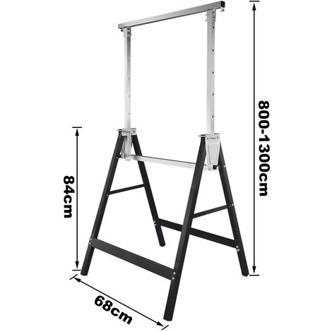 SWANEW 4x Tréteaux télescopiques Hauteur réglable 80-130cm, Bleu, pliables, Métal