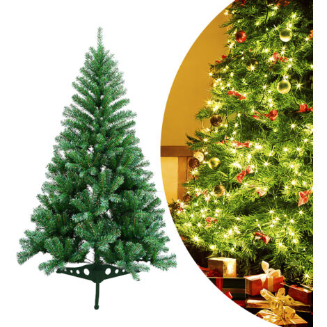 Sapin De Noël Artificiel Vert 120 Cm - PVC Avec Base En Plastique, 200 Branches (Décoration Non Incluse) - 4