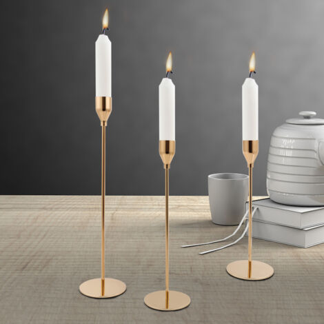 Lot 3 Bougeoirs Métal Noir Avec Plateau – Décoration Mariage Halloween Noël Élégante