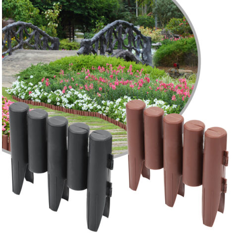 Cellfast Bordure De Jardin Palissade Marron 2,4m (10 Pièces) - Effet Bois Naturel