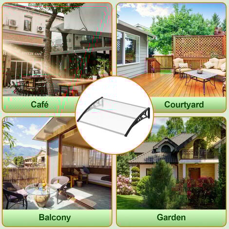 SWANEW Auvent pour porte en aluminium entrée marquise de terrasse 100 x 120 cm