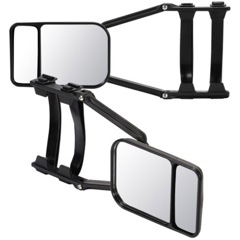 WilTec Lot De 2 Rétroviseurs Supplémentaires Pour Camping-Car - Miroir Plat + Convexe, Fixation Élastique Universelle, Visibilité Arrière Améliorée