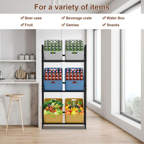 SWANEW 71x30x140cm Étagère à caisses de boissons Étagère à bière Rack à boissons Étagère pour Caisses de Boissons