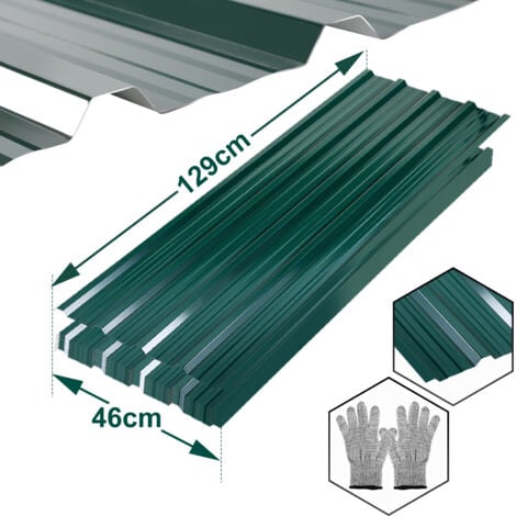 SWANEW Panneaux de toiture 129x46cm Vert Tôle bac acier galvanisé (24pcs = 14㎡)