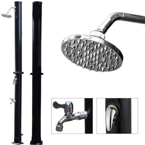 FiNeWaY Douche Solaire Camping 20L - Chauffage Naturel 45°C, Thermomètre, Tuyau On/Off, Tête Douche Amovible