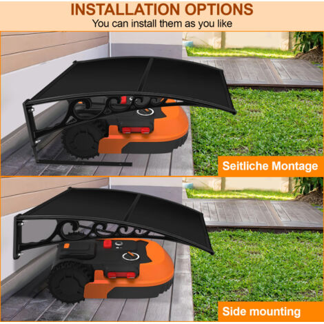 SWANEW Garage De Tondeuse Pour Robot Abri 106x87x50 Cm Toit Noir Cadre En Acier Noir Garage