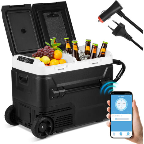 Glacière électrique Portable 50L WOLTU - Froid/Chaud, 12V/220V, Avec Roulettes - Pour Voiture, Camping, Voyages