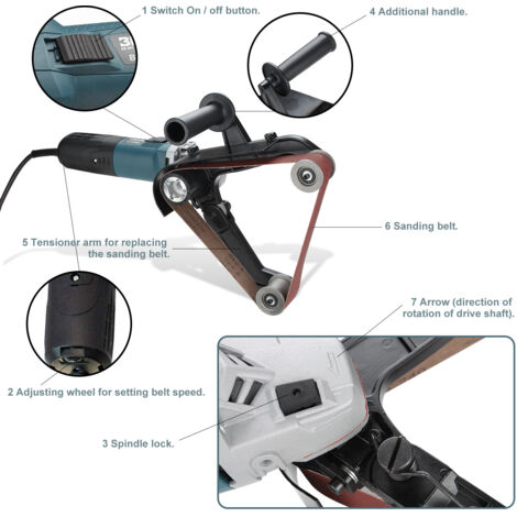 VEVOR Ponceuse à Bande Pour Tubes 1300W - Ponceuse Professionnelle 6 Vitesses Avec Bandes Abrasives 40x760mm