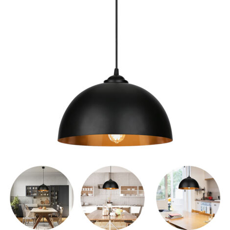 Suspension Vintage Hofstein - Lampe Pendante En Bois - Noir/marron - Pour Salon/cuisine