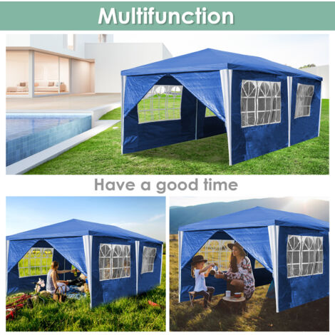 Tente De Réception 3X3 M Pavillon Blanc Bâche Pe Épaisse De 180 G-M² Imperméable Tente De Jardin