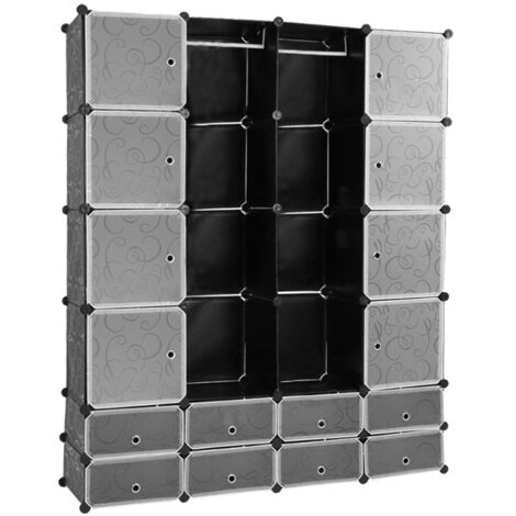 Organisation Dressing Système D'étagères Gimisgu 16 Cubes - Armoire à Suspendre Avec Fermeture éclair, Rangement Modulaire Rangement Placard Zip