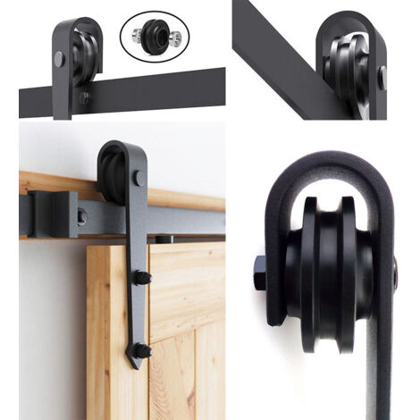 EINFEBEN Rail Porte Coulissante Système de Porte Coulissante Ensemble d'accessoires pour Rail en bois Verre 150kg Pfeil 183CM