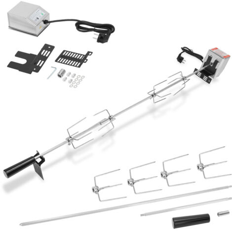Wiltec Broche BBQ 110cm 230V Acier Fin 4x Fourches à Viande Masselotte - 2