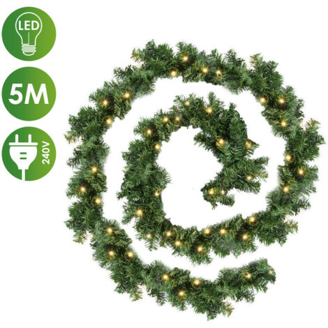 Guirlande Sapin De Noël Artificielle - 2 X 5.5m (11m Total) - Verte - Pour Déco Intérieur/Extérieur