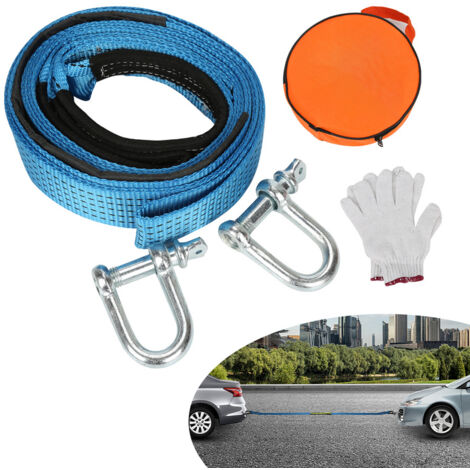 EINFEBEN Corde de Remorquage Voiture, Sangle de Remorquage Auto 5M 8T avec 2 manilles, Gants Antidérapants et Sac Rangement, L'externalisation des Tissus
