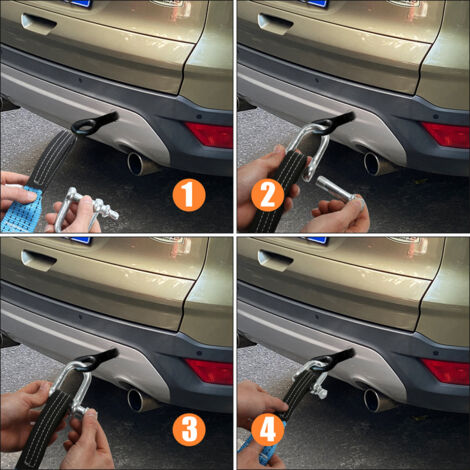 EINFEBEN Corde de Remorquage Voiture, Sangle de Remorquage Auto 5M 8T avec 2 manilles, Gants Antidérapants et Sac Rangement, L'externalisation des Tissus