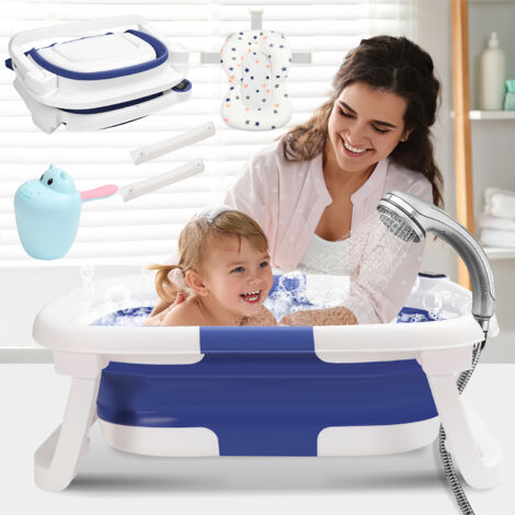 Baignoire Bébé Pliable Nutmanel Avec Coussin Flottant - Antidérapante, Pour Nouveau-nés Et Tout-petits 0-24 Mois, Grise