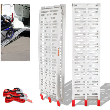 2 Rampes De Chargement Moto ATV Pliable Aluminium 226cm Charge 680kg WilTec