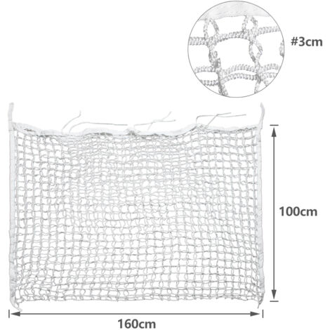 Filet à Foin Blanc 14x14 Pieds – Pour Chevaux, Résistant 350 Lb, Maille #36, Durable