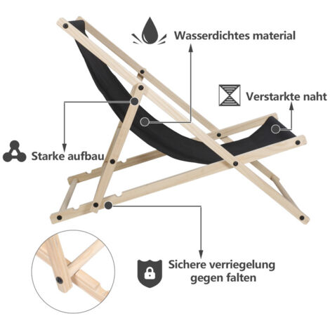 KADAX Transat en Bois, Chaise de Jardin de Plage Pliante - Jardin
