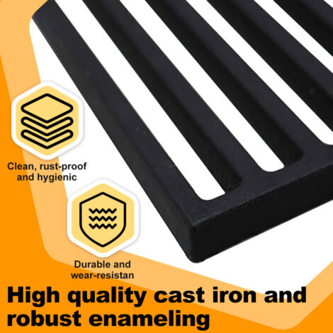 Grille Barbecue En Fonte émaillée - 42x28 Cm - Conductivité Thermique - Charbon/gaz - 4