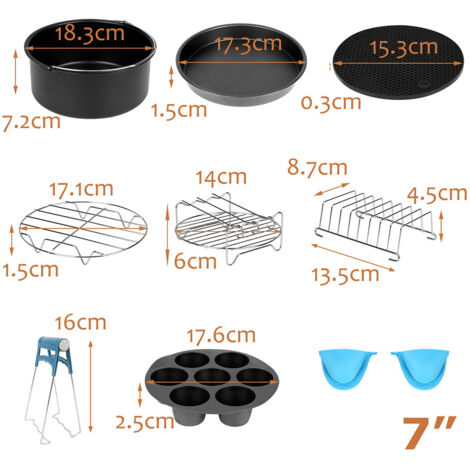 Kit 9 Accessoires Pour Friteuse à Air Chaud – DEUBA – Acier Inox, Compatible Gaz/induction