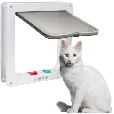 EINFEBEN Porte pour chat 4 voies Porte pour animaux de compagnie Chatière pour animaux de compagnie Chatière pour chiens