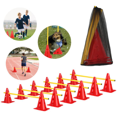 Wakects Lot De 5 Haies D'Entraînement Réglables En Hauteur – Obstacles Pliables Orange Pour Football, Agilité, Vitesse Et Coordination