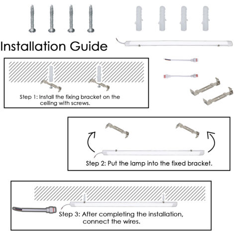 EINFEBEN Réglette LED étanche tubes LED 120cm 36W interconnectable traversante IP65 Plafonnier LED pour locaux pièces humides Blanc Neutre