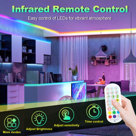 EINFEBEN Néon Bande LED 5M, RGBIC Ruban LED, Contrôle APP et Télécommande IR Étanche IP65 Flexible Étanche Silicone Bandeau Dimmable