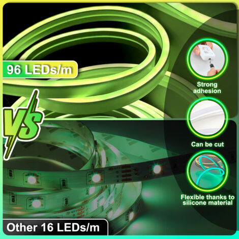 EINFEBEN Néon Bande LED 5M, RGBIC Ruban LED, Contrôle APP et Télécommande IR Étanche IP65 Flexible Étanche Silicone Bandeau Dimmable